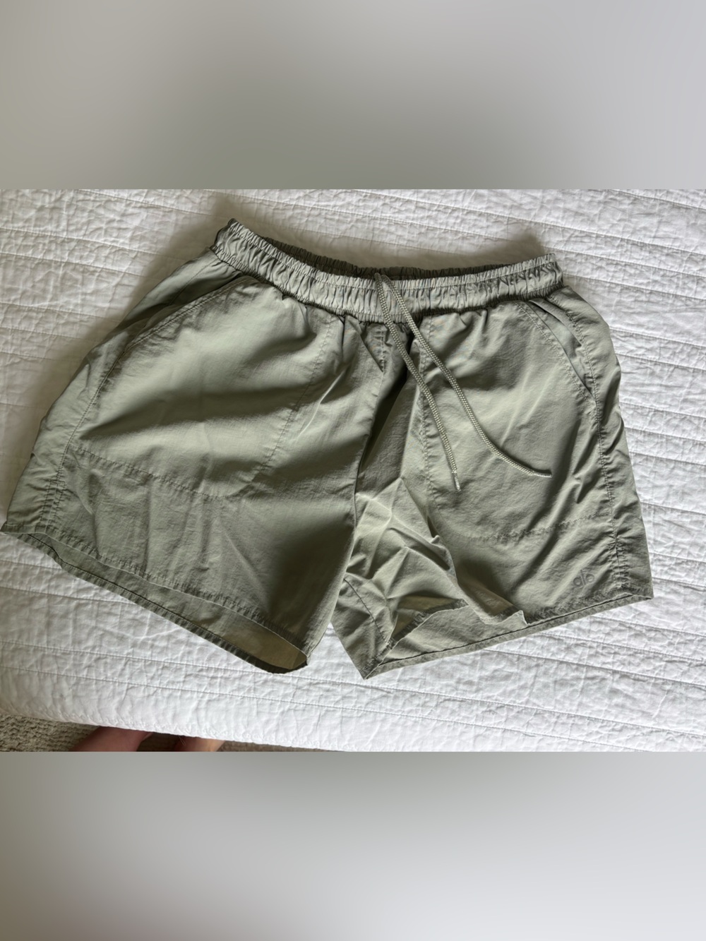 ALO Yoga Pale Green Alumni Shorts